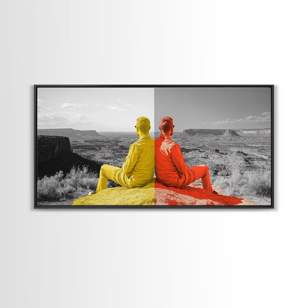 Dual Tone Journey, Conceptual Landscape Art, Contemporary Travel Decor, Mindful Wall Accent, Framed Canvas Print, Office or Study Art
