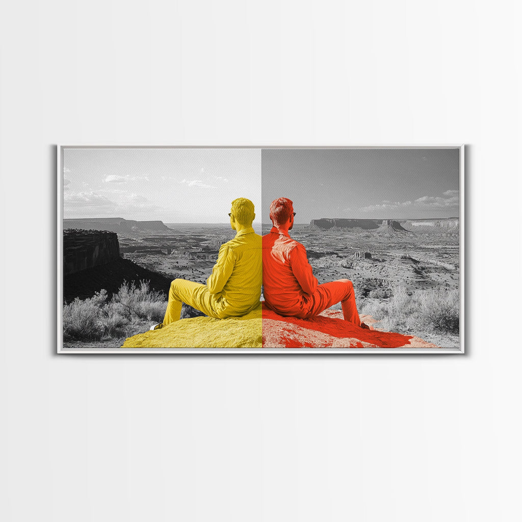 Dual Tone Journey, Conceptual Landscape Art, Contemporary Travel Decor, Mindful Wall Accent, Framed Canvas Print, Office or Study Art