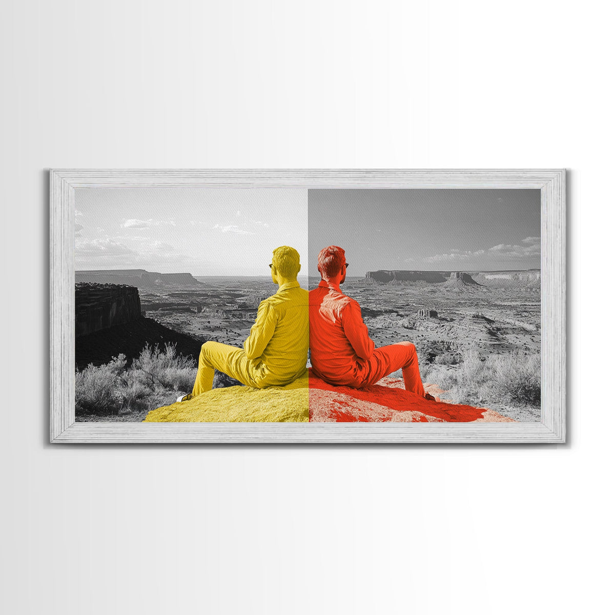 Dual Tone Journey, Conceptual Landscape Art, Contemporary Travel Decor, Mindful Wall Accent, Framed Canvas Print, Office or Study Art