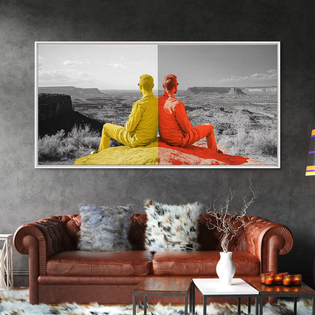Dual Tone Journey, Conceptual Landscape Art, Contemporary Travel Decor, Mindful Wall Accent, Framed Canvas Print, Office or Study Art